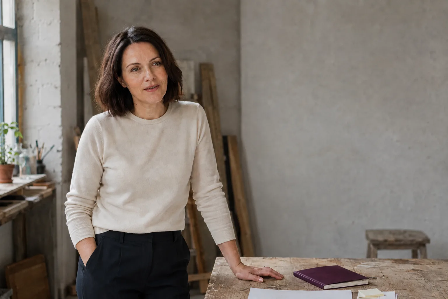 Mia Roon vestlemas oma tööstuudios