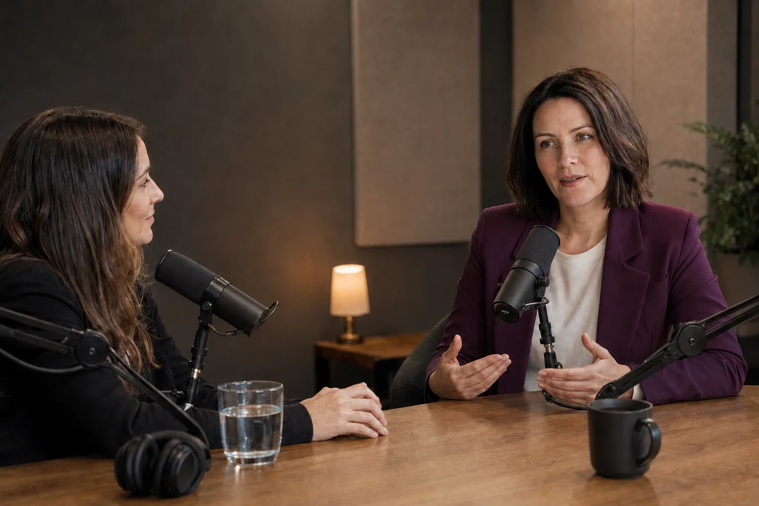 Mia Roon salvestamas vestlust podcast’i stuudios